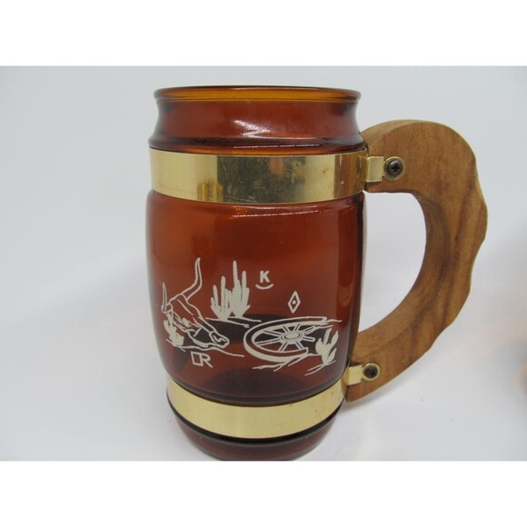 Siesta Ware 2 Piece Western Wagon Wheel Theme Barware Mugs - Picture 9 of 12